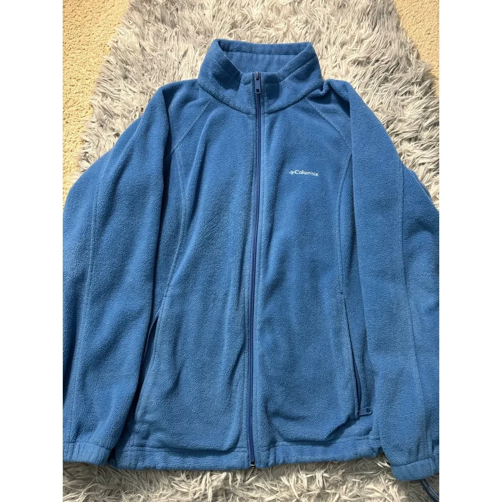 Columbia Full Zip Fleece Jacket Blue Women's Large Warm‎ Lightweight Zip-Up